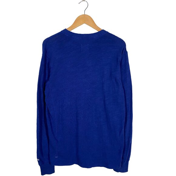 Rag & Bone Standard Issue Raw Hem Royal Blue Long Sleeve Henley shirt men's M - Picture 2 of 7